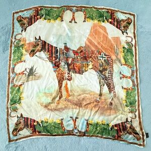 Fringe Scarves Haute Horse wild rag multi-colored 100% silk 25”x25”